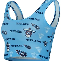 Brassière Concepts Sport bleu clair à imprimé mosaïque des Titans du Tennessee pour femme