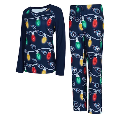 Women's Concepts Sport  Navy Tennessee Titans Garland Knit Raglan Long Sleeve Top & Pants Set