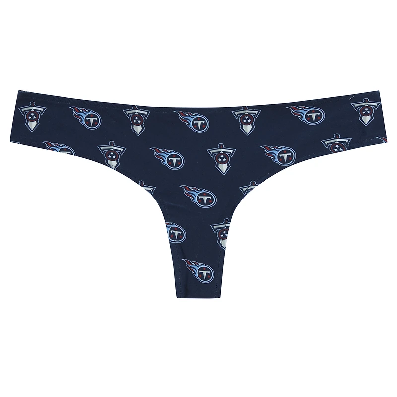 Women's Concepts Sport Navy Tennessee Titans Record Allover Print Knit Thong