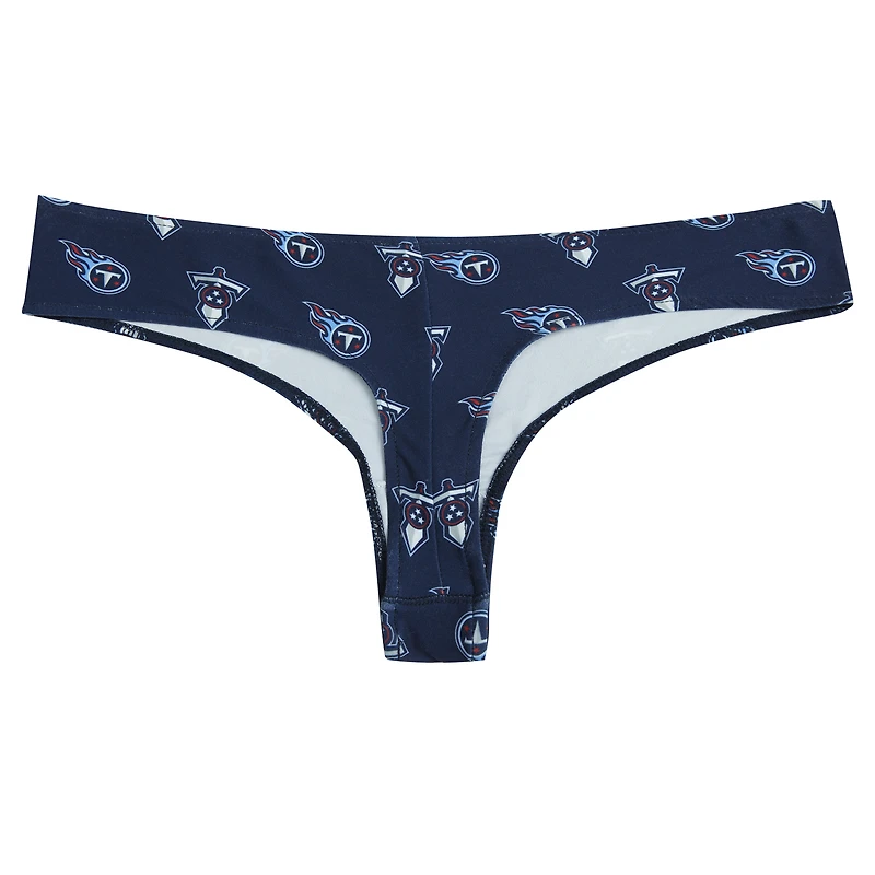 Women's Concepts Sport Navy Tennessee Titans Record Allover Print Knit Thong