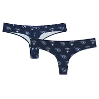 Women's Concepts Sport Navy Tennessee Titans Record Allover Print Knit Thong