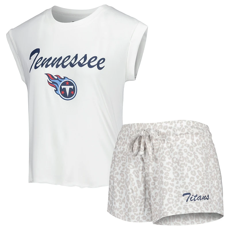 Women's Concepts Sport White/Cream Tennessee Titans Montana Knit Top & Shorts Sleep Set