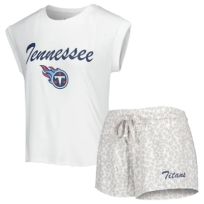 Women's Concepts Sport White/Cream Tennessee Titans Montana Knit Top & Shorts Sleep Set