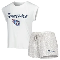 Women's Concepts Sport White/Cream Tennessee Titans Montana Knit Top & Shorts Sleep Set