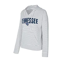 Women's Concepts Sport White/Gray Tennessee Titans Liftoff Striped V-Neck Hoodie