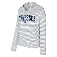 Women's Concepts Sport White/Gray Tennessee Titans Liftoff Striped V-Neck Hoodie