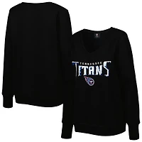 Sweat-shirt noir à encolure en V avec logo sequins Tennessee Titans Cuce pour femme