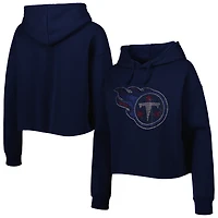 Chandail à capuchon court avec logo en cristal des Titans du Tennessee Cuce pour femme, bleu marine