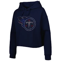 Chandail à capuchon court avec logo en cristal des Titans du Tennessee Cuce pour femme, bleu marine