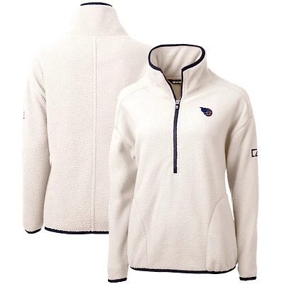 Women's Cutter & Buck Cream Tennessee Titans Americana Cascade Eco Sherpa Fleece Half-Zip Pullover Jacket