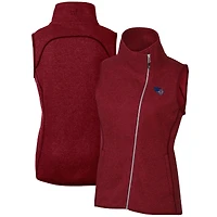 Women's Cutter & Buck Heathered Red Tennessee Titans Mainsail Full-Zip Vest