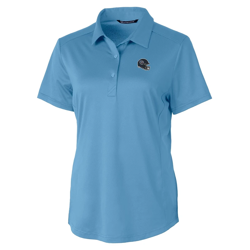 Polo extensible texturé DryTec Prospect bleu clair pour femme Cutter & Buck avec logo casque des Titans du Tennessee