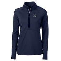 Pull-over demi-zippé en tricot extensible recyclé avec logo casque des Titans du Tennessee pour femme, bleu marine, Cutter & Buck