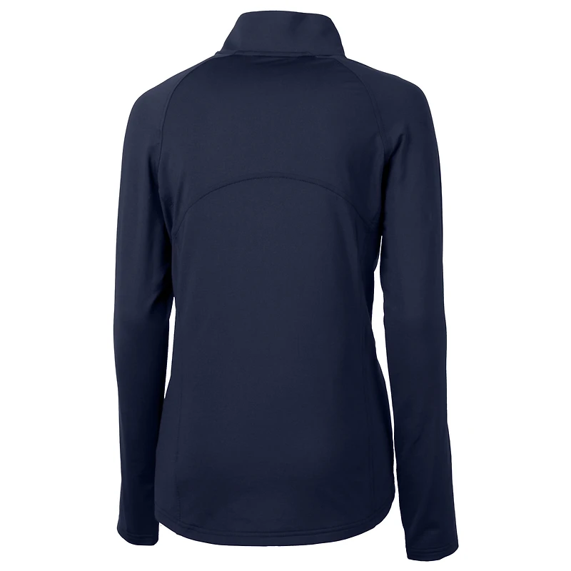 Women's Cutter & Buck  Navy Tennessee Titans Helmet Logo Adapt Eco Knit Stretch Recycled Half-Zip Pullover Top