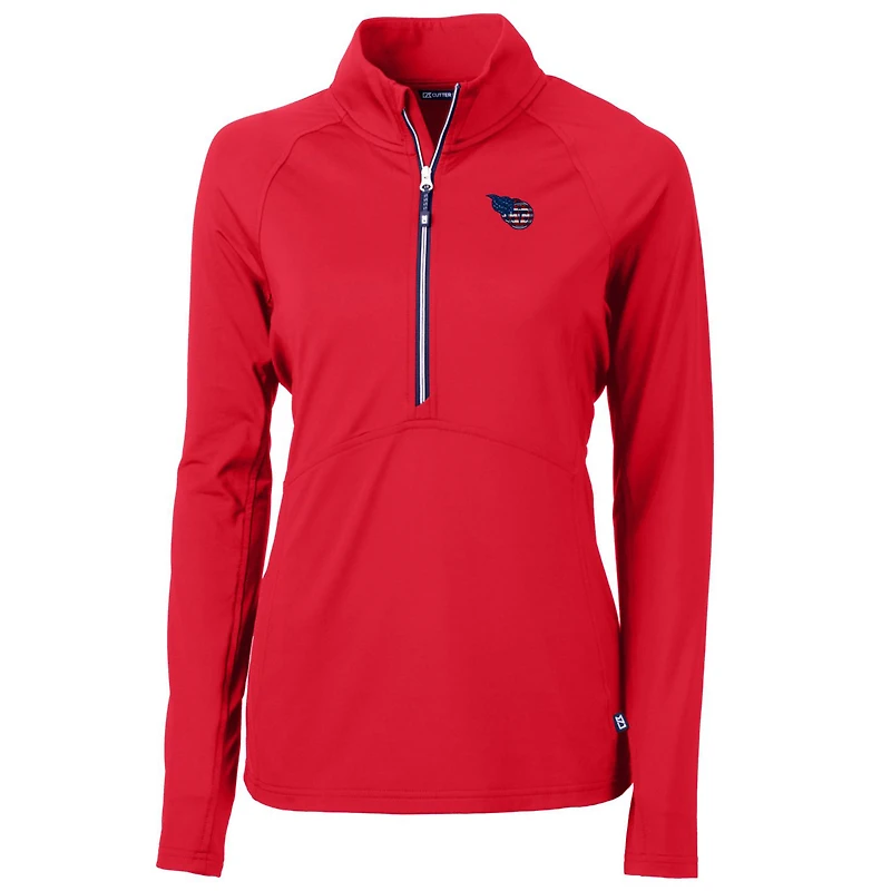 Women's Cutter & Buck Red Tennessee Titans Adapt Eco Knit Stretch Recycled Half-Zip Pullover Top