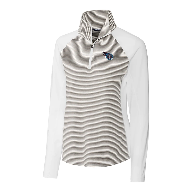 Women's Cutter & Buck White Tennessee Titans Forge Tonal Stripe Half-Zip Pullover Jacket