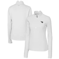 Haut à fermeture éclair quart de tour DryTec extensible Traverse pour femme, blanc, Cutter & Buck, Tennessee Titans
