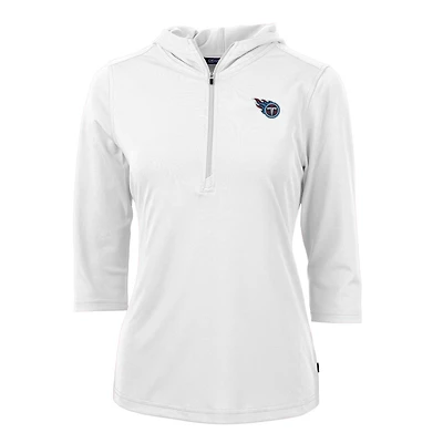 Women's Cutter & Buck White Tennessee Titans Virtue Eco Pique Half-Zip 3/4 Sleeve Pullover Hoodie