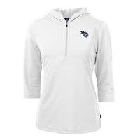 Women's Cutter & Buck White Tennessee Titans Virtue Eco Pique Half-Zip 3/4 Sleeve Pullover Hoodie