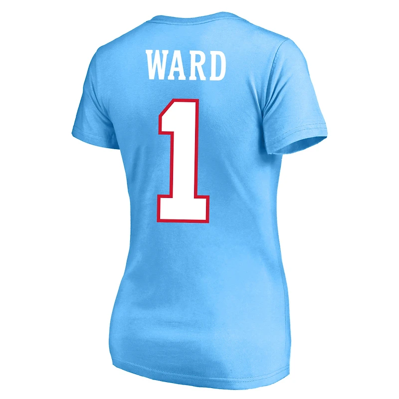 Women's Fanatics Cameron Ward Light Blue Tennessee Titans Plus Name & Number V-Neck T-Shirt