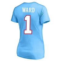 Women's Fanatics Cameron Ward Light Blue Tennessee Titans Plus Name & Number V-Neck T-Shirt