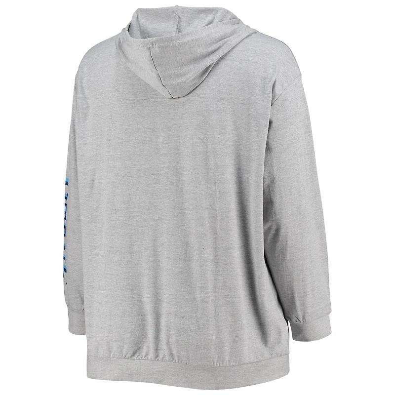 Sweat à capuche lacets grande taille Fanatics pour femmes, gris chiné, Tennessee Titans