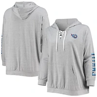 Sweat à capuche lacets grande taille Fanatics pour femmes, gris chiné, Tennessee Titans