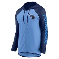 Sweat à capuche zippé bleu clair/bleu marine pour femme Fanatics Tennessee Titans