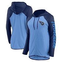 Sweat à capuche zippé bleu clair/bleu marine pour femme Fanatics Tennessee Titans