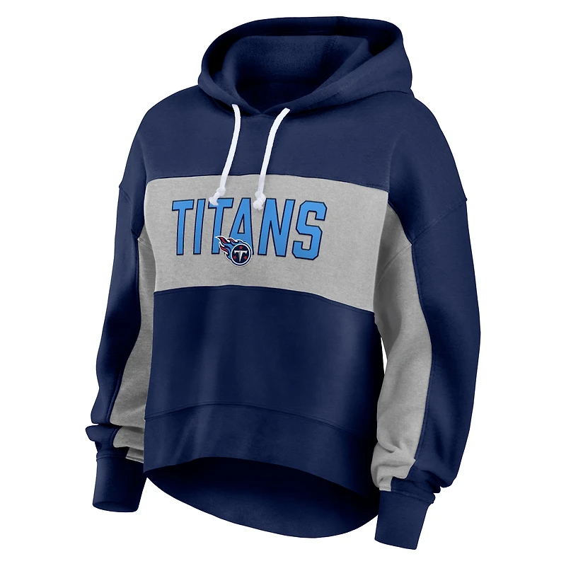 Women's Fanatics Navy/Heather Gray Tennessee Titans Filled Stat Sheet Pullover Hoodie
