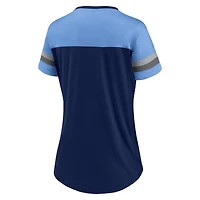 Women's Fanatics Navy/Light Blue Tennessee Titans Blitz & Glam Lace-Up V-Neck Jersey T-Shirt