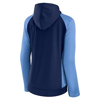 Veste à capuche légère raglan entièrement zippée pour femmes Fanatics bleu marine/bleu clair Tennessee Titans End Around