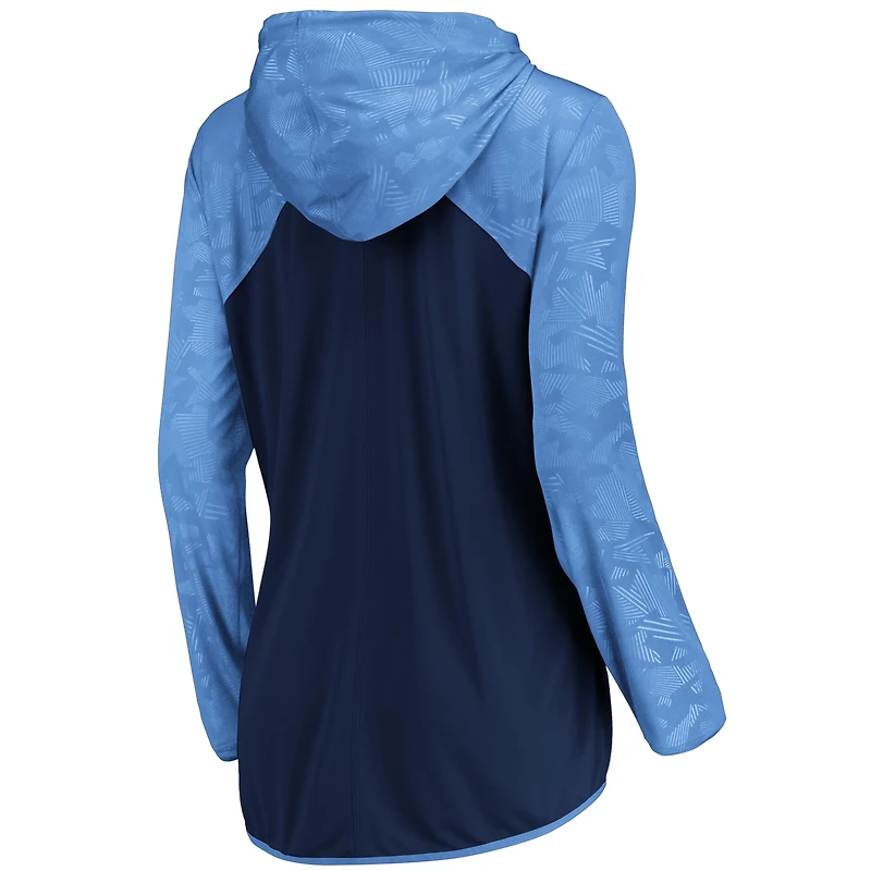 Sweat à capuche entièrement zippé Fanatics pour femmes, bleu marine/bleu clair, Tennessee Titans Forever Fan