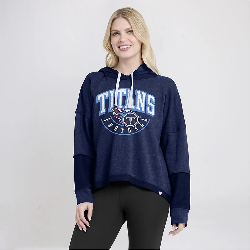 Sweat à capuche pour femmes Fanatics Navy Tennessee Titans Lightewight Modest Crop Lounge Casque Arch