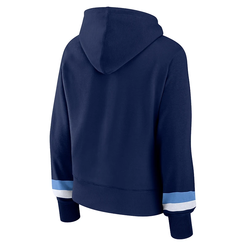Sweat à capuche Fanatics Navy Tennessee Titans Over Under pour femmes