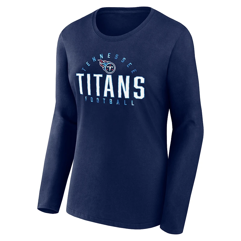 Women's Fanatics Navy Tennessee Titans Plus Foiled Play Long Sleeve T-Shirt