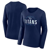 Women's Fanatics Navy Tennessee Titans Plus Foiled Play Long Sleeve T-Shirt