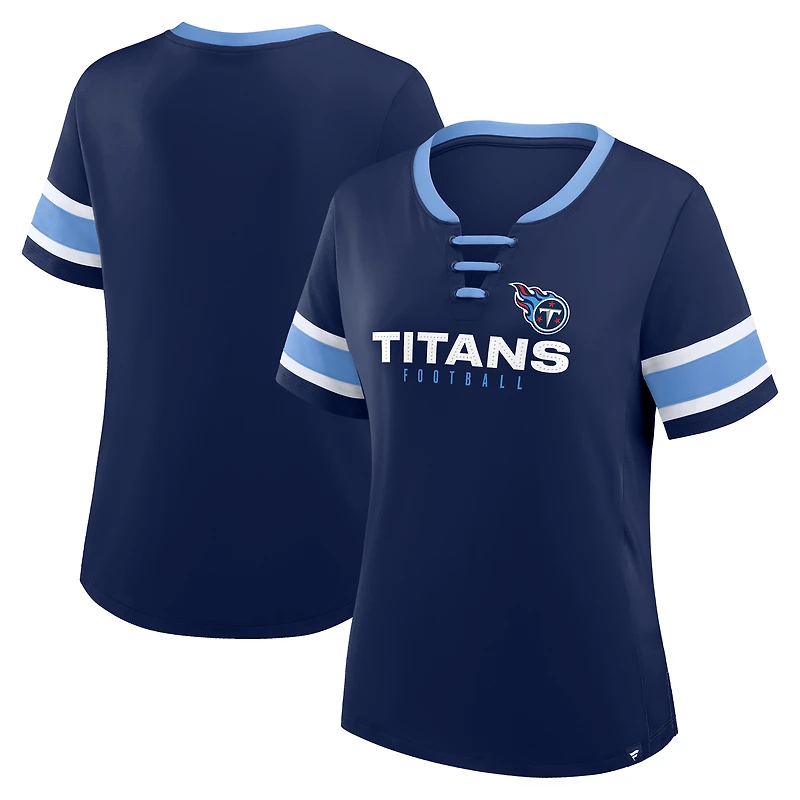 T-shirt à lacets Fanatics pour femme, bleu marine, Tennessee Titans Redzone Draw Play Athena