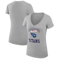 Women's G-III 4Her by Carl Banks Heather Gray Tennessee Titans Super-Slim Fit Lightweight Team Logo Graphic V-Neck T-Shirt