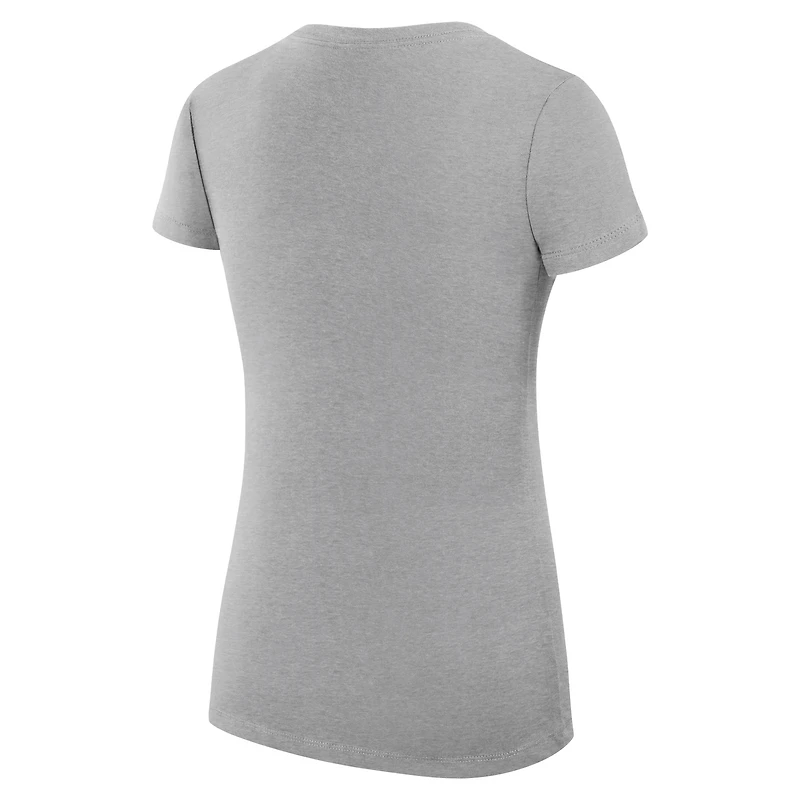 T-shirt léger à col en V et coupe ultra-ajustée G-III 4Her par Carl Banks pour femme, gris chiné, avec logo de l'équipe des Titans du Tennessee