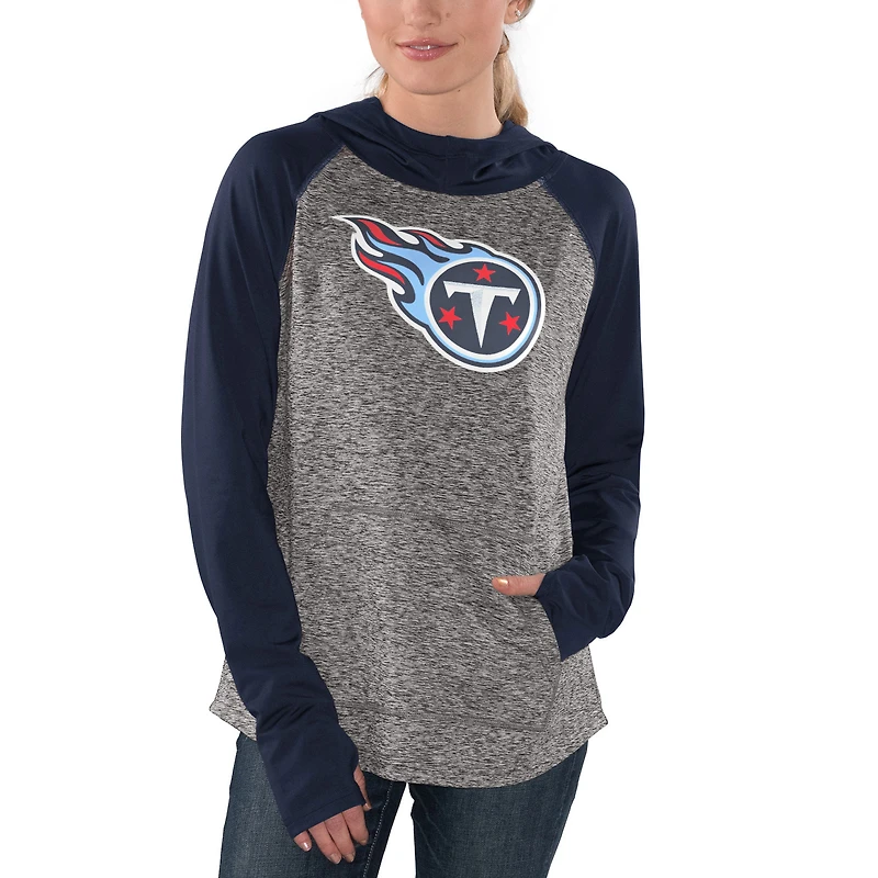 Women's G-III 4Her by Carl Banks Heathered Gray/Navy Tennessee Titans Championship Ring Pullover Hoodie