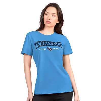 Women's G-III 4Her by Carl Banks  Light Blue Tennessee Titans Super-Slim Lightweight Winning Crew T-Shirt