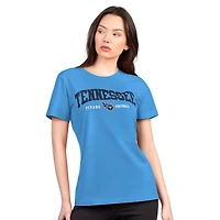 T-shirt à col rond ultra-mince et léger G-III 4Her by Carl Banks pour femme, bleu clair, des Titans du Tennessee
