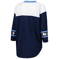 T-shirt à lacets manches 3/4 pour femme G-III 4Her by Carl Banks Navy/White Tennessee Titans