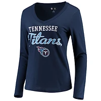 Women's G-III 4Her by Carl Banks Navy Tennessee Titans Post Season Long Sleeve V-Neck T-Shirt