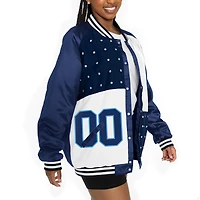 Veste bomber surdimensionnée à boutons-pression et strass pour femme Gameday Couture bleu marine/blanc des Tennessee Titans