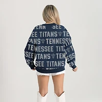 Sweat-shirt surdimensionné bleu marine Gameday Couture Tennessee Titans avec texte en strass Hype Era pour femme