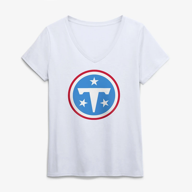 Women's Logo Athletic White Tennessee Titans V-Neck T-Shirt