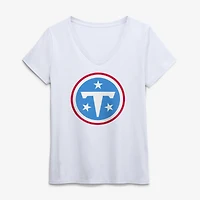 Women's Logo Athletic White Tennessee Titans V-Neck T-Shirt