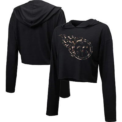 Sweat à capuche court léopard Majestic Threads noir Tennessee Titans pour femme